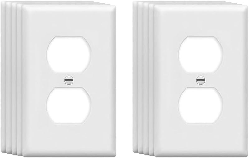 ZEFTV Duplex Wall Plates 1-Gang Switch Outlet Electrical Cover Plate Unbreakable Thermoplastic Faceplate for Light Receptacle Outlet Switch, White (10 Pack) - Image 1